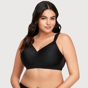 Glamorise Black T-Shirt Seamless Wireless Bra Size 42D